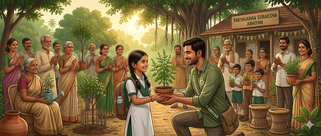 Hariyali Saathi's Remarkable Initiative: Master Pintu Honored with a Tulsi Plant on World Environment Day.